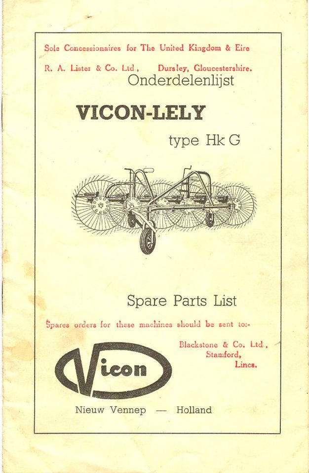 Vicon Lely acrobat Hk G parts list bi lingual