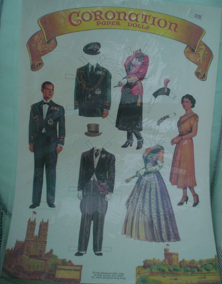   NIB QUEEN ELIZABETH/PRIN​CE PHILIP CORONATION COSTUME PAPER DOLLS