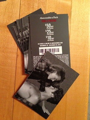 Abercrombie and Fitch A&F Coupon Cards discount $50, $25, $10 OFF 