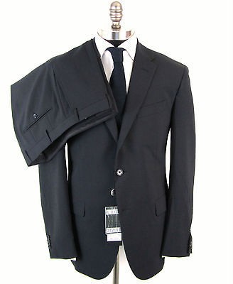 New CORNELIANI CC Collection Navy Seersucker 2Btn Flat Front Suit 54 