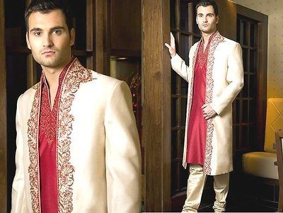 Mens Indian Ethnic Traditional Embroidered Wedding Sherwani, Kurta 