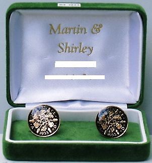 1933 Sixpence cufflinks from real coins in Black & Gold