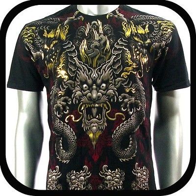 Artful Couture T Shirt Indie Tattoo Rock Vtg AB18 Sz M Graffiti Dragon 