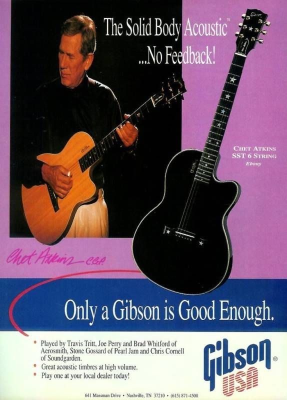 1993 GIBSON CHET ATKINS SST 6 STRING GUITAR PRINT AD