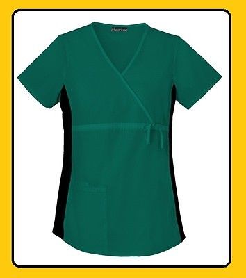 2892   Cherokee Scrubs Flexibles Maternity TOP HUNTER GREEN   HNTB