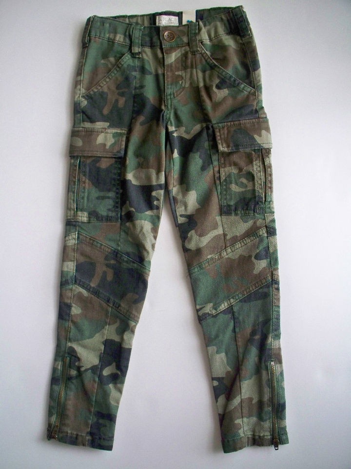 Childrens Place Girls Skinny Green Camouflage Stretch Jeans Pants 5 6 