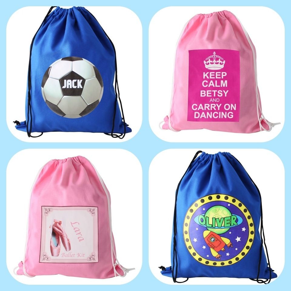 PERSONALISED CHILDRENS BOYS GIRLS PE GYM KIT SCHOOL NURSERY BAG sports 