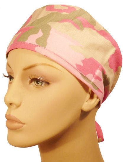 Pink Grey White Camo Sweatband Scrub Cap Medical Dental