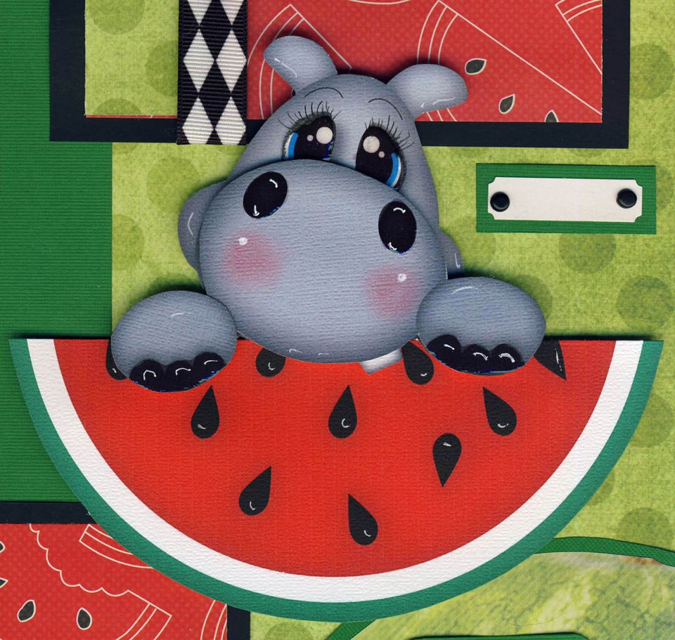   MELON ~ 2 premade SCRAPBOOK pages 12x12 4 album paper piecing CHERRY