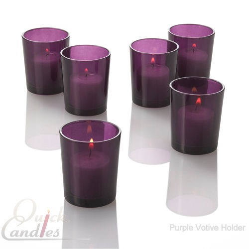 Purple Glass Votive Candle Holders Lot of 12 Wedding