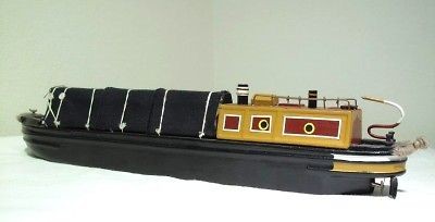 VINTAGE BRITISH BLACK MODEL SHIP TRANSPORT CARGO BOAT