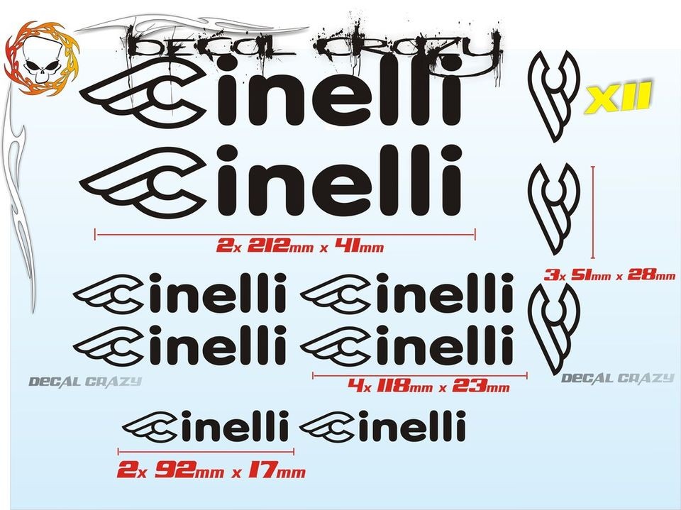 Cinelli Rub On cycle Bike Frame Decal Sticker kit