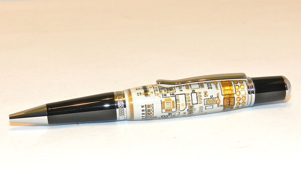 Wall Street III White Circuit Board Ballpoint Pen Chrome Components