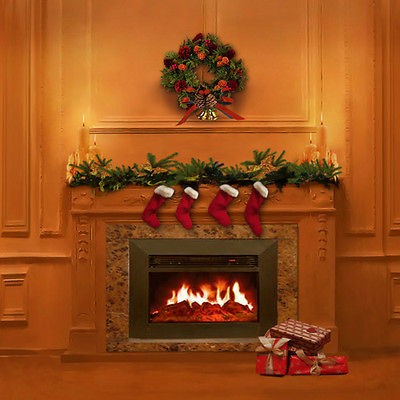 CHRISTMAS TREE INDOOR FIREPLACE 8x8 ft CP PHOTO SCENIC BACKGROUND 