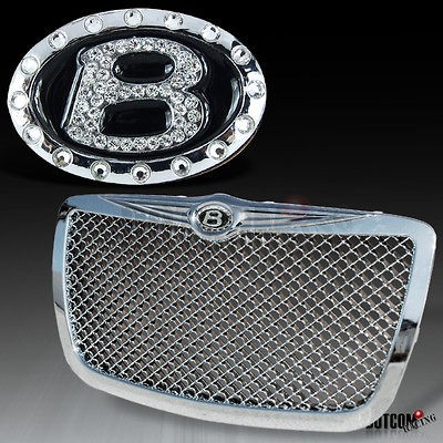 04 10 CHRYSLER 300/300C CHROME MESH FRONT GRILLE+CRYSTAL BADGE