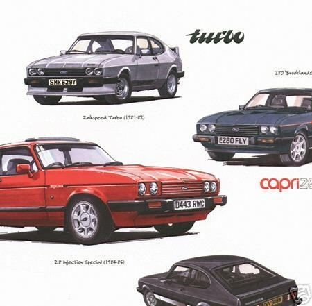 FORD CAPRI MK3 PRINT   3000S Ghia 2.8 280 V6 Mk3 MkIII