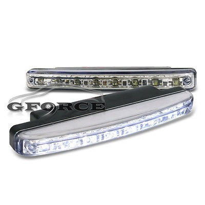 2X CAR CHROME DAYTIME RUNNING LIGHT 8 LED DRL DAYLIGHT KIT SUPER WHITE 