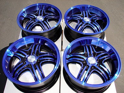 15 4x114.3 4x100 Blue Rims Tercel Del Sol Galant Civic Lancer Miata 4 