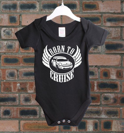 MINI COOPER MK2 BORN TO CRUISE CLASSIC CAR BABY GROW VEST BC151