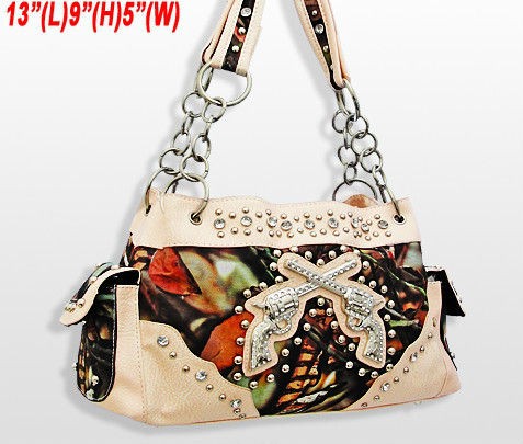   Cowgirl Guns Pistol Purse Camouflage Handbag Rhinestones Camo Lt. Pink