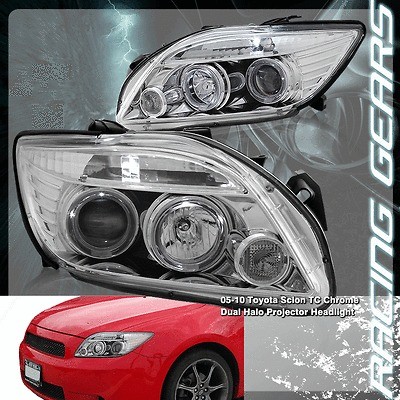 05 10 Scion tC Chrome Reflector Dual CCFL Halo Rim Projector 