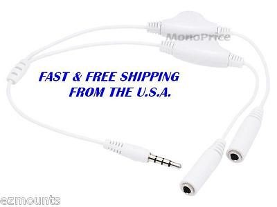 5mm Stereo Headphone / Headset Audio Splitter with Separate Volume 