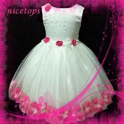 Christening Wedding PROM PINK Flowe Girls Dress SZ 3 4T