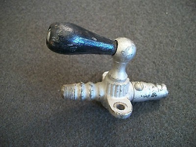 Antique gas lamp on off valve with end cap. Brass painted silver