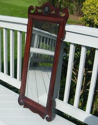 ANTIQUE VINTAGE LARGE 43 HALL FOYER CARVED CHIPPENDALE CHERRY WOOD 