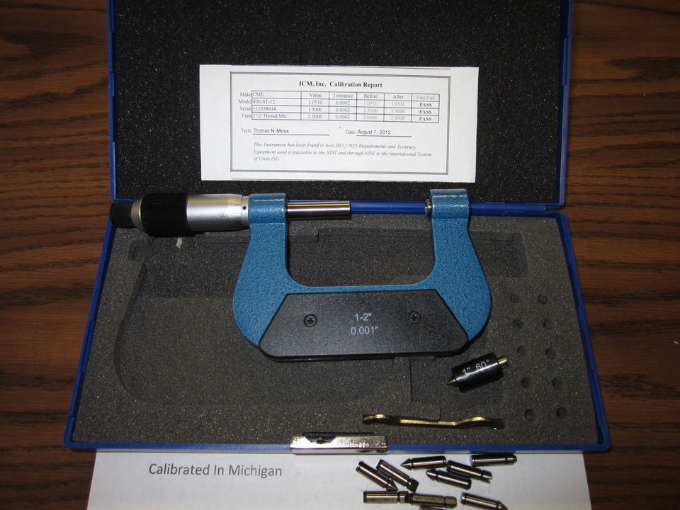 SCREW THREAD MICROMETER SET w. 5 pair anvils  NEW