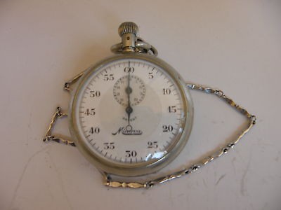 Minerva Stopwatch w/ 12 kt white GF Pocket Chain  L@@K