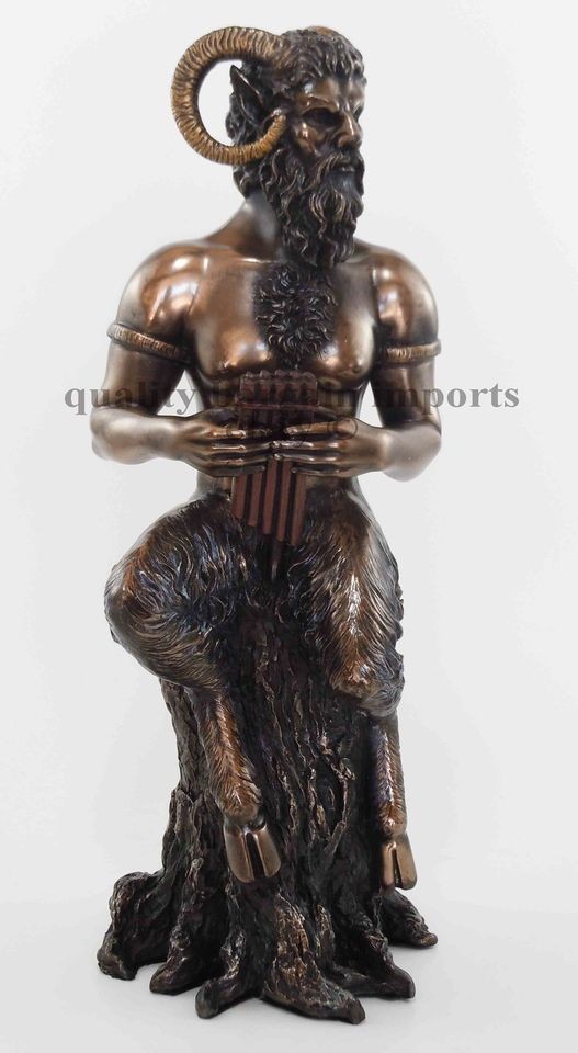 Greek Faunus Pan Statue Playing Flute God of Hunts Companion of Nymphs 