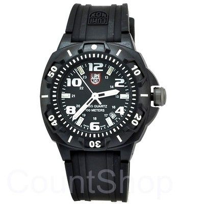 luminox sentry 0201 black rubber strap 44mm 100m new from