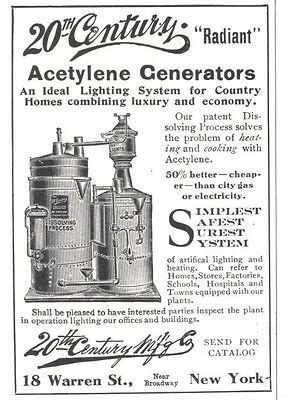 1905 ad lg 20th century acetylene generators