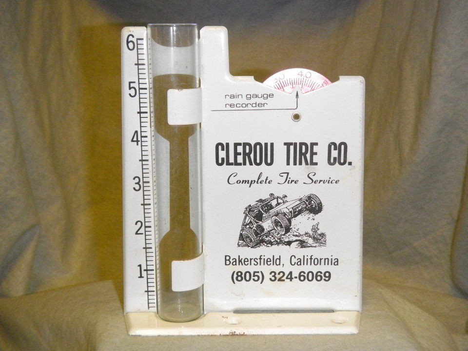 vintage Clerou Tire Co. rain gauge recorder Bakersfield California 