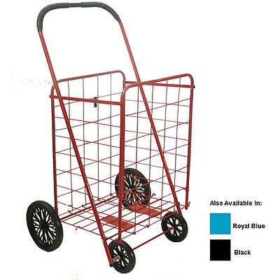 Large Shopping Cart with Rubber Wheels     Red