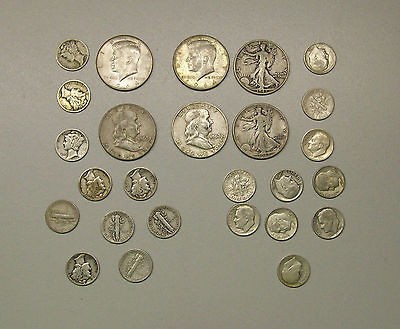 FIVE) DOLLAR FACE VALUE SILVER COINS   90% SILVER