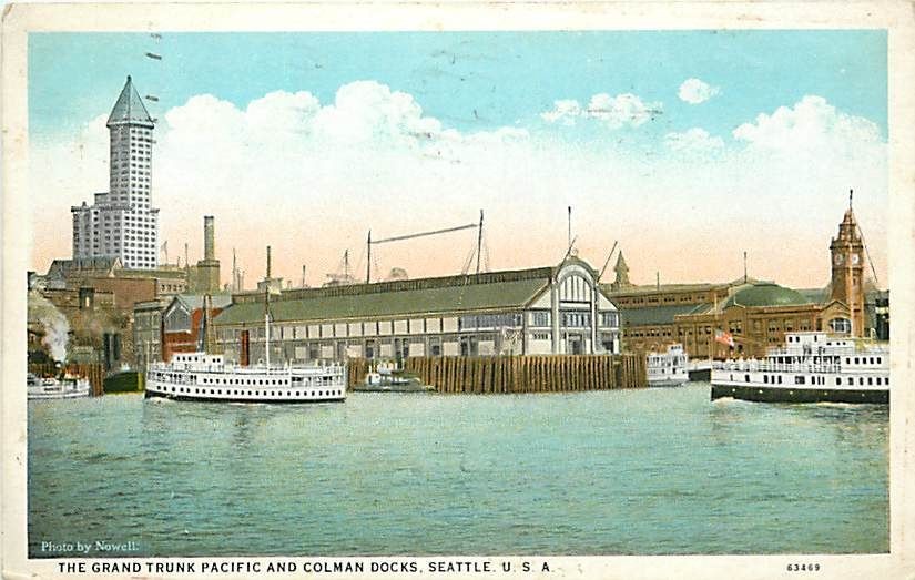 WA SEATTLE GRA​ND TRUNK PACIFIC & COLEMAN DOCKS BOATS K5​743