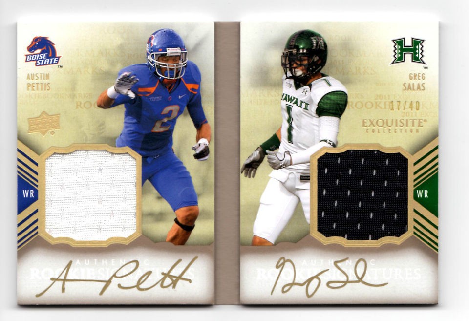 2011 UD EXQUISITE AUSTIN PETTIS GREG SALAS BOOKLET JERSEY RC AUTO 17 