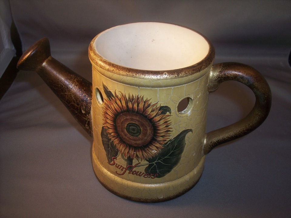 Tii Collections Watering Can Ceramic Sunflower Tart Burner