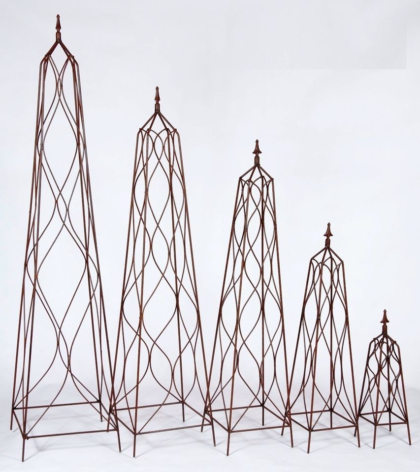 47 tall Wrought Iron Sq Finial Topiary Obelisk Trellis