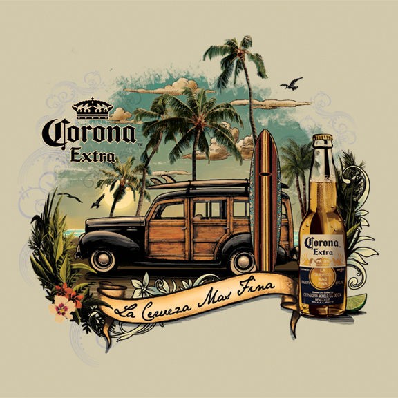 Mens Corona Retro Vintage Surf T Shirt S M L XL 2XL Beer Cerveza 