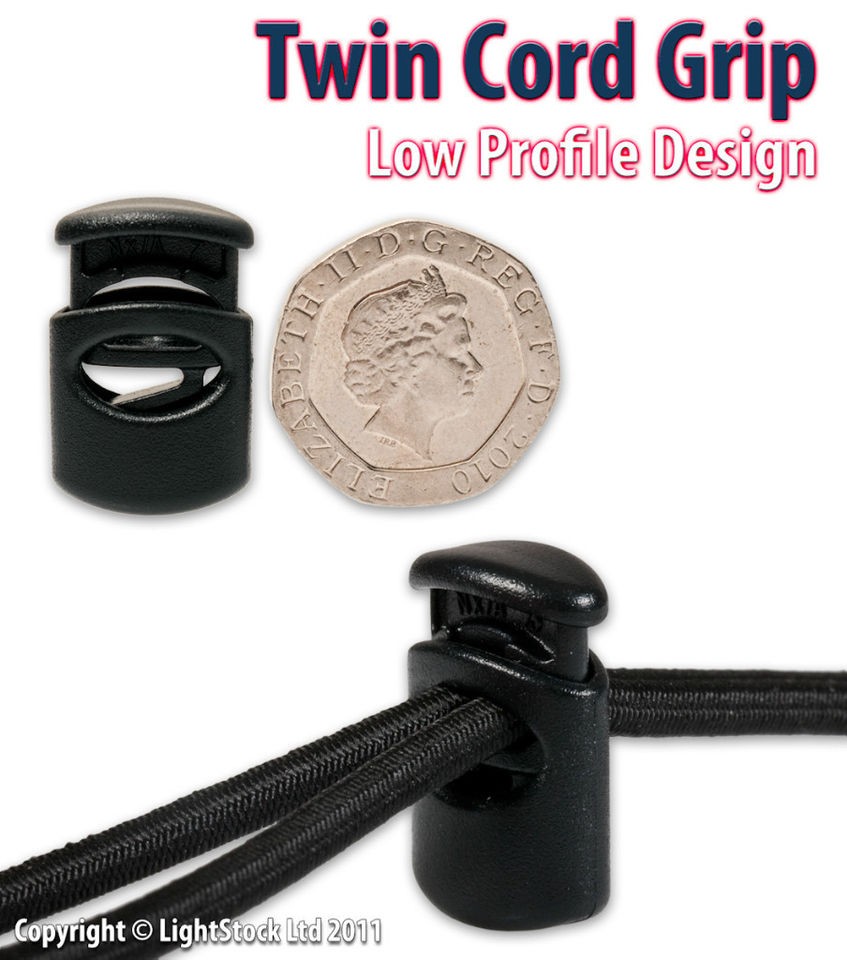 Mini Cord Lock, Single or Double Cordlock for Cord/Shockcord/Bungee 