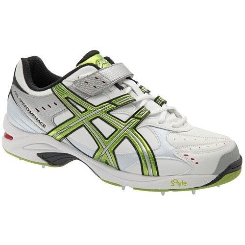 Asics Speed Menace Mens Cricket Shoes White/Green Machine/Silver 