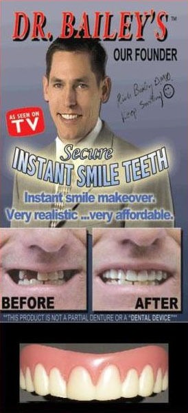 Dr Baileys Instant Smile Cosmetic Dentures False Teeth