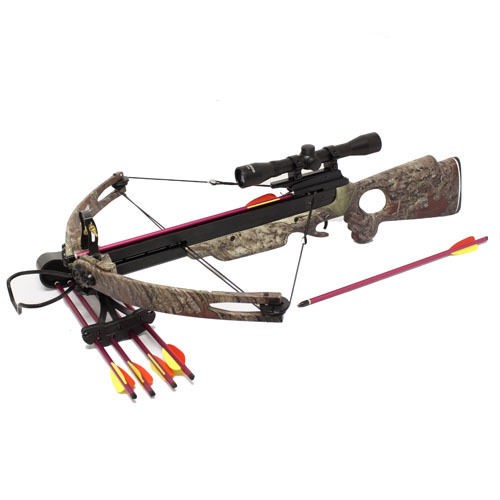   Camo Compound Crossbow 4x32 Scope + 8 x Arrows + 3 x Broadheads + Case