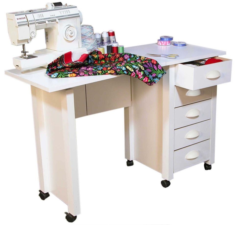 Mobile Folding Desk Sewing Machine Craft Table Home Sewing Table with 