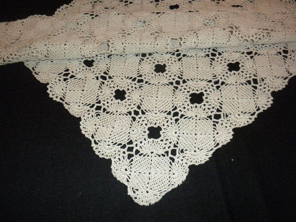 ANTIQUE & VINTAGE HANDMADE CROCHET LACE LONG RUNNER / W57