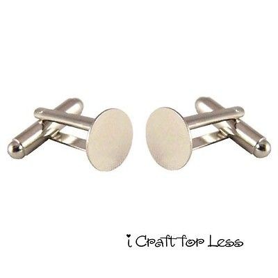 10 Cufflinks Cuff Link Silver Blanks Findings   10mm Pads