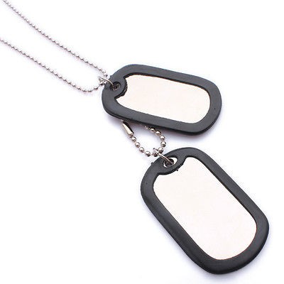 Army Style Cool Blank Mens Dog Tag Pendant Necklace P573